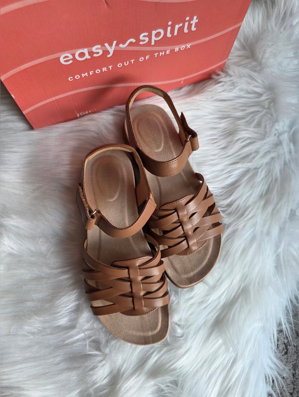 Easy Spirit Marlene Women's Sandals Medium Brown Leather: 7 M